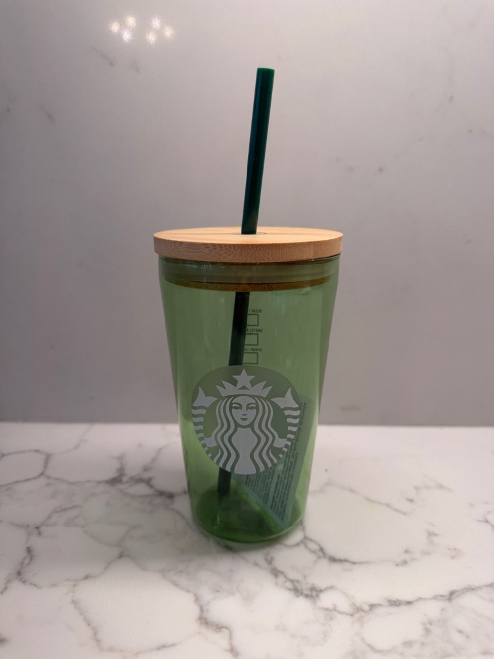 NWT Starbucks Matcha glass Green Tumbler with Bamboo Lid- 16oz
